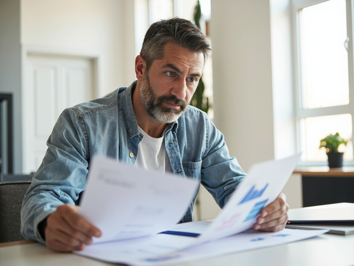 Business owner comparing two content marketing agency quotes to evaluate value
