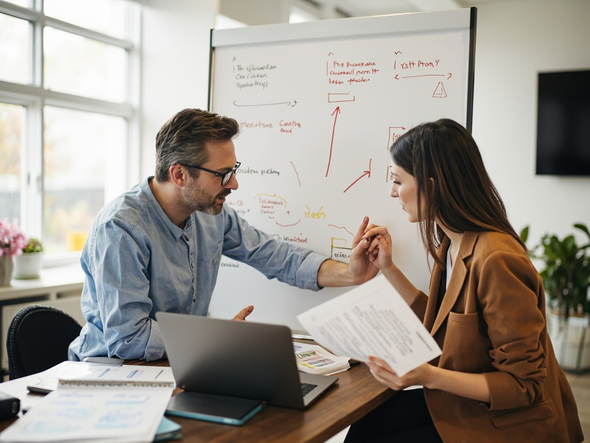 Content marketing agency team building a strategy to connect content with business goals