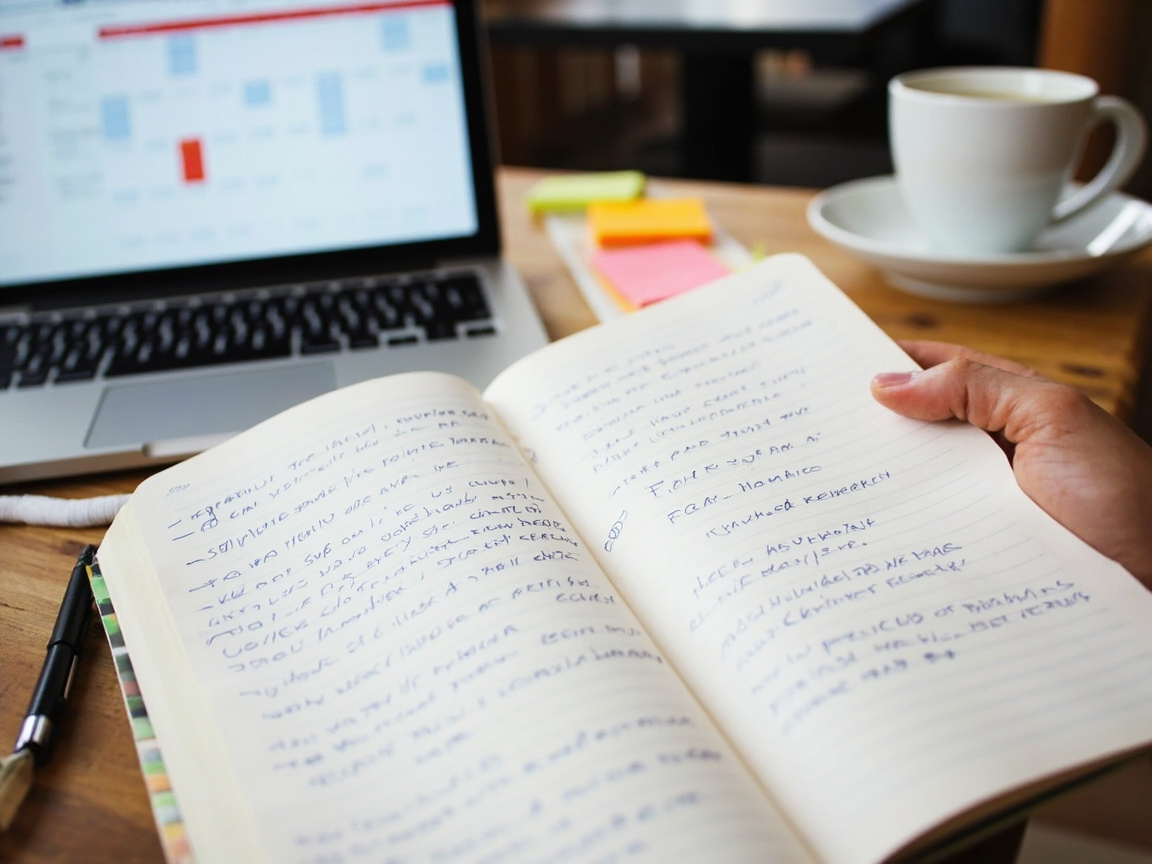 Content strategist planning keyword research and a monthly content calendar