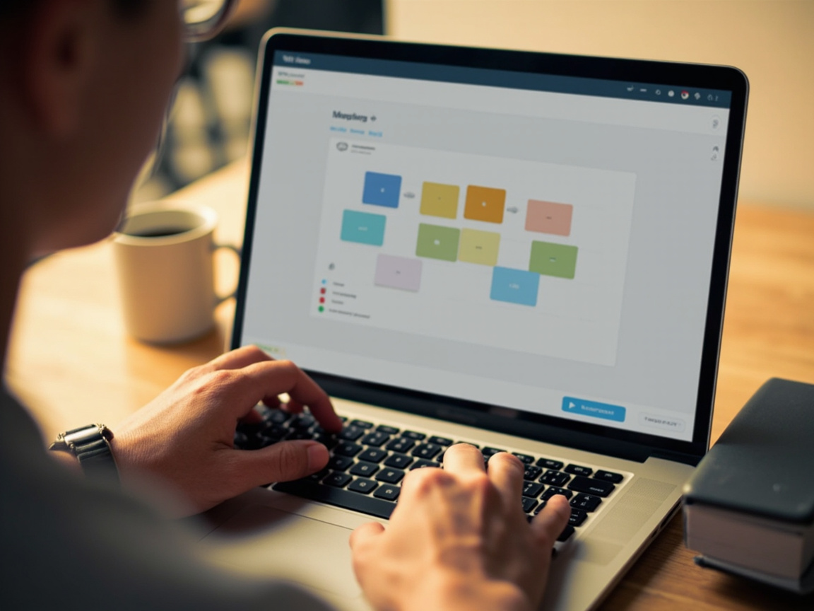 Business owner using a DIY website builder to arrange template blocks on screen