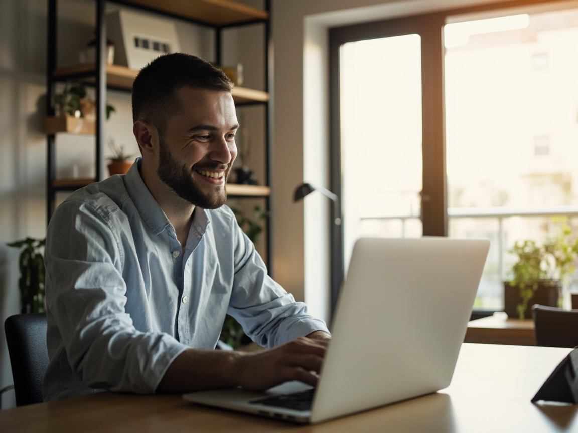 Ecommerce business owner reviewing digital marketing agency performance report on laptop