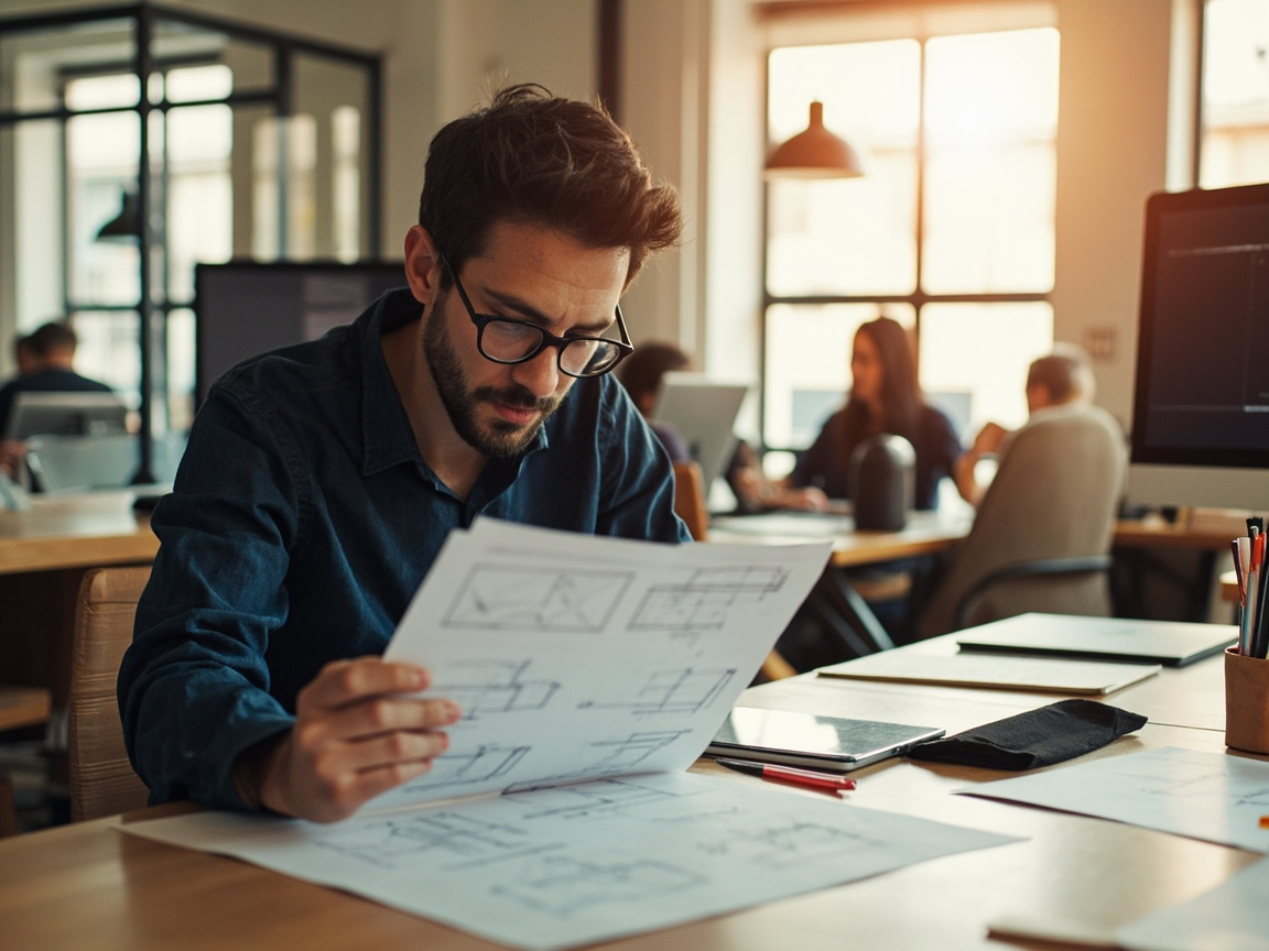 Freelance web designer reviewing mockups as a cost-effective alternative to a full-service web design agency