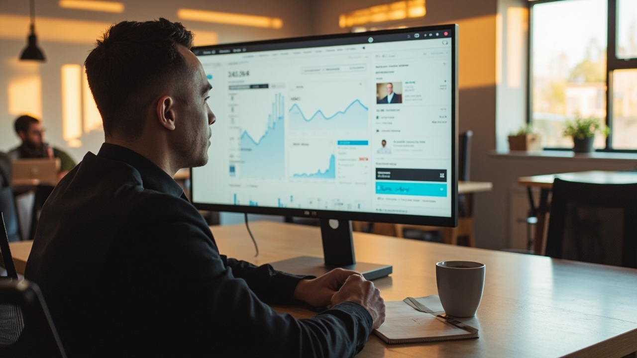 Ecommerce brand founder reviewing full-service digital marketing strategy on computer