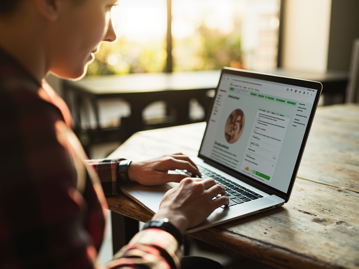 Small business owner managing their Google Business Profile on a laptop to improve local SEO visibility