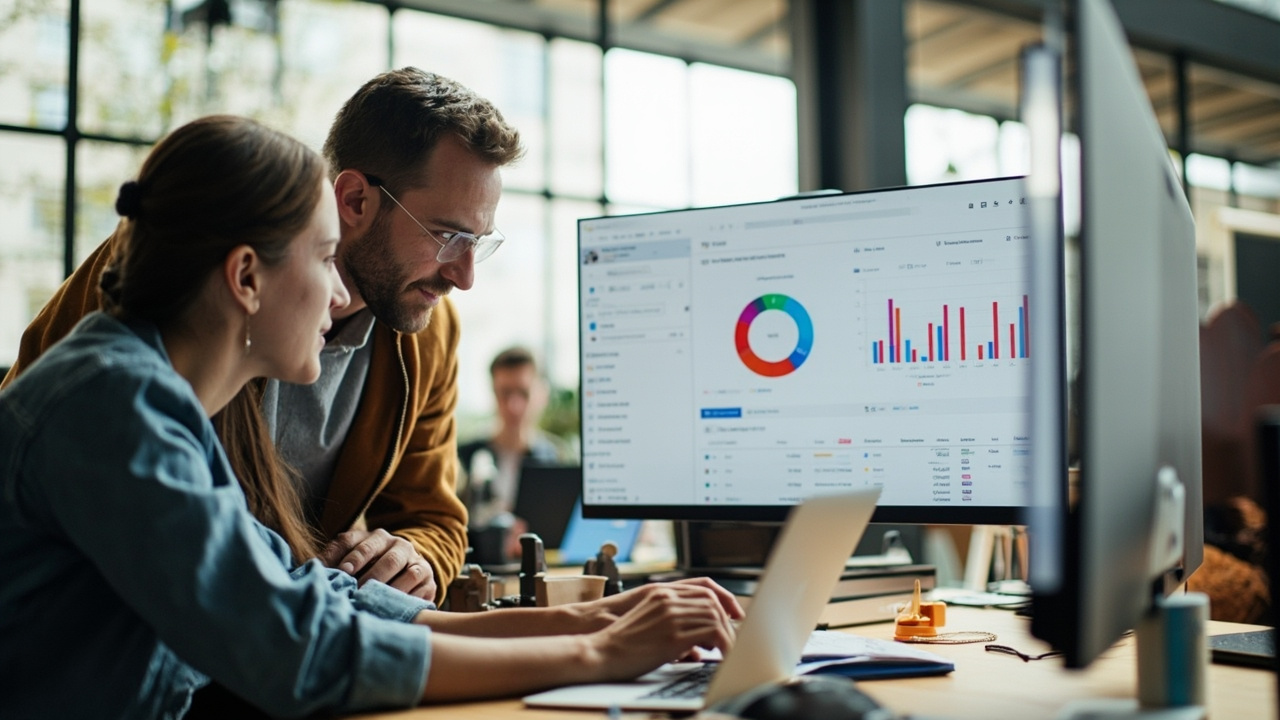 SaaS marketing team reviewing SEO and content strategy on a dashboard