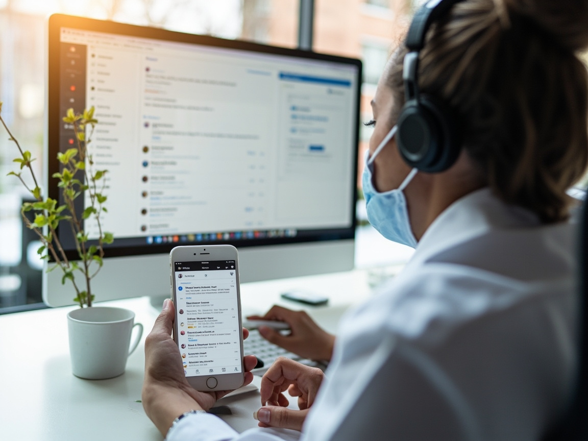 Social media manager responding to community comments and messages across platforms for a small business