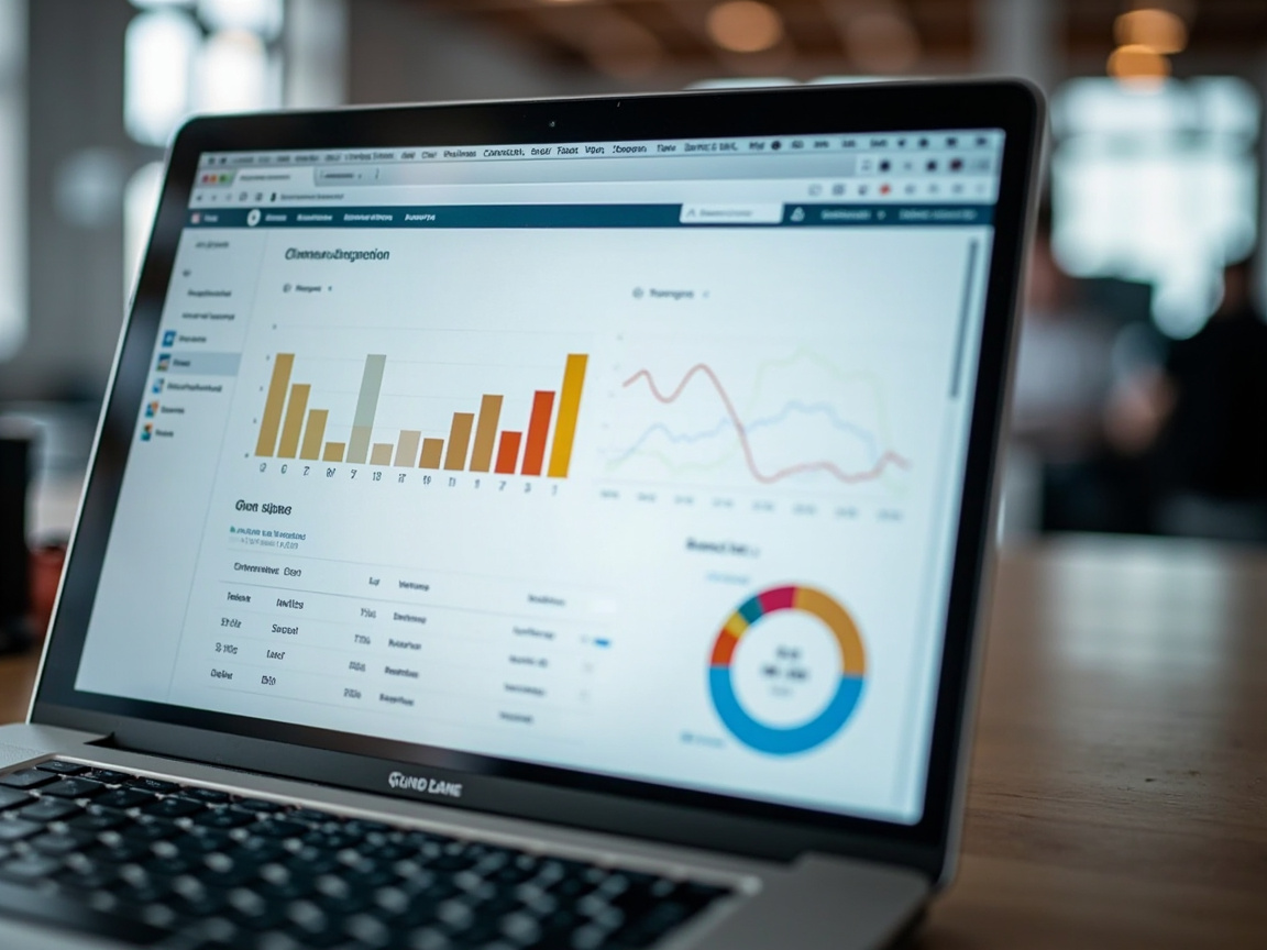 Laptop screen showing social media engagement and conversion metrics used to calculate ROI