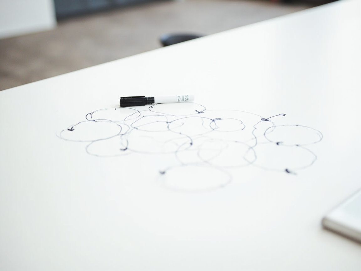whiteboard diagram showing SEO topic clusters used for building topical authority