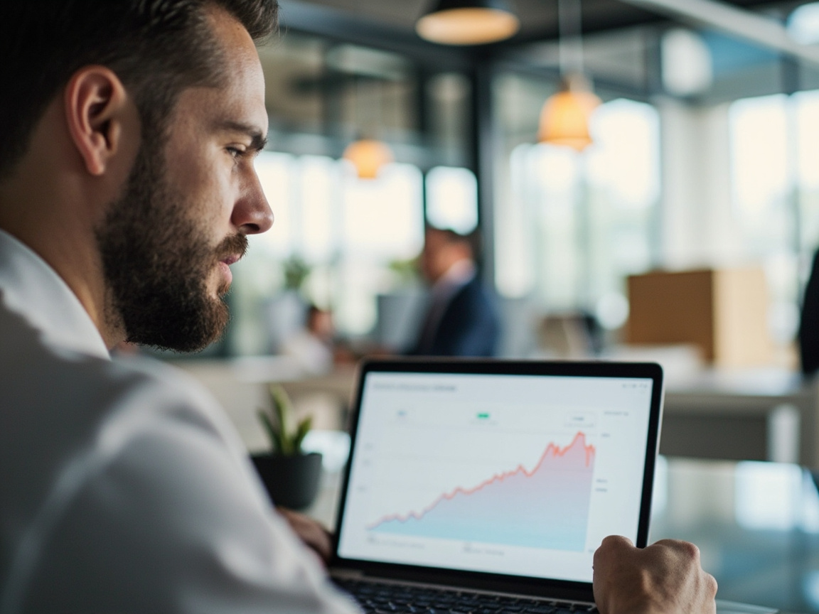 professional reviewing SEO analytics dashboard showing ranking growth from a topical authority strategy