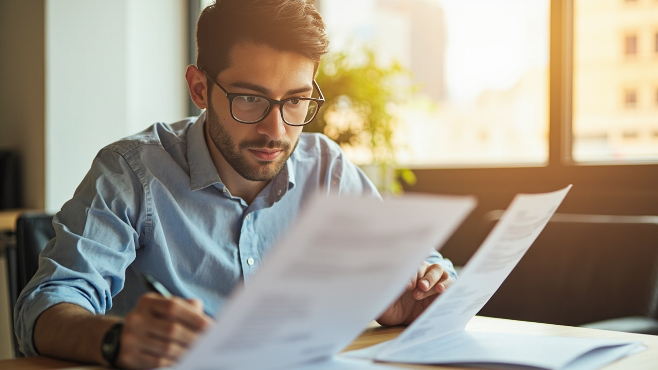 Business owner reviewing SEO agency proposals on a desk before hiring